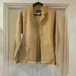 Sag Harbor Womens 100% Wool Button Down Cardigan Jacket Tan Size Medium